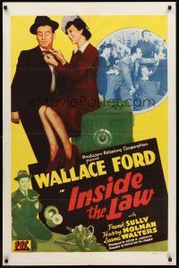 3s361 INSIDE THE LAW 1sh '42 Wallace Ford, Luana Walters, bank robbery!