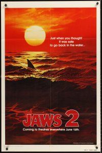 3s375 JAWS 2 teaser 1sh '78 just when you thought it was safe to go back in the water!