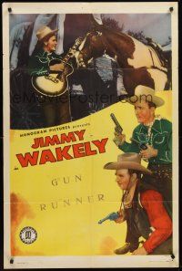 3s379 JIMMY WAKELY stock 1sh R50s singing cowboy in western action, Gun Runner!