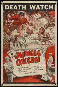 3s387 JUNGLE QUEEN chapter 9 1sh '45 Edward Norris, Universal serial, Death Watch!