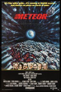 3s491 METEOR 1sh '79 Sean Connery, Natalie Wood, cool sci-fi artwork by T. Beaurais!