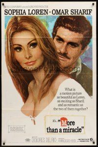 3s513 MORE THAN A MIRACLE 1sh '67 great artwork image of sexy Sophia Loren & Omar Sharif!
