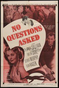 3s549 NO QUESTIONS ASKED 1sh '51 treacherous Arlene Dahl is a double-crossing doll, Barry Sullivan