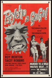 3s631 PSYCHO A GO-GO 1sh '66 Al Adamson directed, Roy Morton, wild go-go girls!