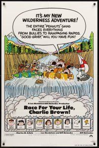 3s636 RACE FOR YOUR LIFE CHARLIE BROWN 1sh '77 Charles M. Schulz, art of Snoopy & Peanuts gang!