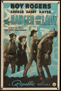 3s643 RANGER & THE LADY 1sh '40 cowboy Roy Rogers & wacky Gabby Hayes in western action!