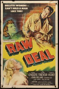 3s645 RAW DEAL 1sh '48 art of Dennis O'Keefe & sexy bad girl Claire Trevor!