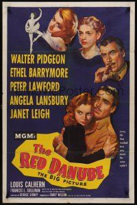3s648 RED DANUBE 1sh '49 Janet Leigh, Angela Lansbury, Ethel Barrymore, Walter Pidgeon, Lawford