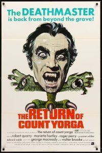 3s656 RETURN OF COUNT YORGA 1sh '71 Deathmaster Robert Quarry, AIP vampires, wild monster art!