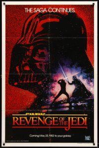 3s660 RETURN OF THE JEDI dated teaser 1sh '83 George Lucas, Revenge of the Jedi, Drew Struzan art!