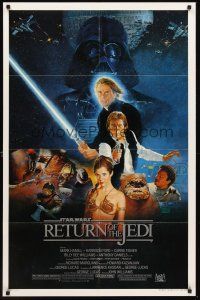 3s661 RETURN OF THE JEDI style B 1sh '83 George Lucas classic, Mark Hamill, Harrison Ford, Sano art