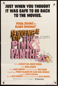 3s664 REVENGE OF THE PINK PANTHER 1sh '78 Peter Sellers, Blake Edwards, funny cartoon art!