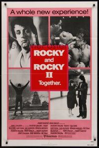 3s682 ROCKY/ROCKY II 1sh '80 Sylvester Stallone boxing classic double-bill, great images!
