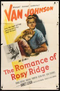 3s686 ROMANCE OF ROSY RIDGE 1sh '47 artwork of Janet Leigh snuggling up with Van Johnson!