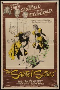 3s693 SAINTED SISTERS 1sh '48 sexy Veronica Lake & Joan Caulfield, Barry Fitzgerald