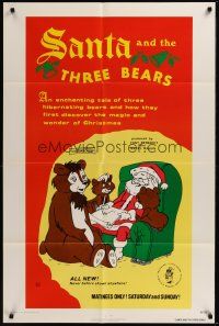 3s697 SANTA & THE THREE BEARS 1sh '70 Christmas cartoon, cool Santa w/bears art!
