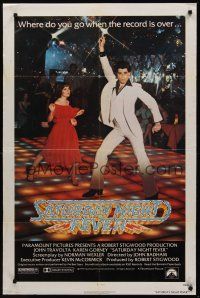 3s702 SATURDAY NIGHT FEVER 1sh '77 best image of disco dancer John Travolta & Karen Lynn Gorney!
