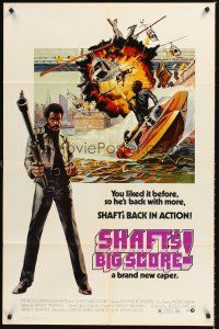 3s731 SHAFT'S BIG SCORE 1sh '72 great artwork of mean Richard Roundtree with big gun by John Solie!