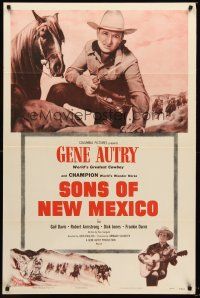 3s785 GENE AUTRY stock 1sh '54 Gene Autry playing guitar & riding Champion, Sons of New Mexico