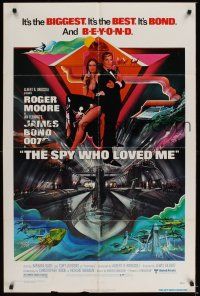 3s794 SPY WHO LOVED ME 1sh '77 great art of Roger Moore as James Bond 007 by Bob Peak!