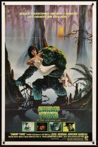 3s833 SWAMP THING 1sh '82 Wes Craven, Richard Hescox art of him holding sexy Adrienne Barbeau!