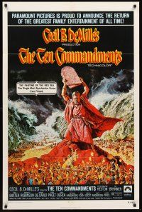 3s864 TEN COMMANDMENTS 1sh R72 Cecil B. DeMille classic starring Charlton Heston & Yul Brynner!