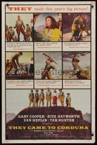 3s871 THEY CAME TO CORDURA 1sh '59 Gary Cooper, Rita Hayworth, Tab Hunter, Van Heflin!