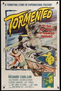 3s892 TORMENTED 1sh '60 great art of the sexy she-ghost of Haunted Island, supernatural passion!