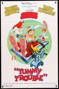 3s908 TUMMY TROUBLE DS 1sh '89 Roger Rabbit & sexy nurse Jessica with doctor Baby Herman!