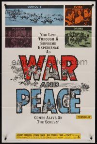 3s942 WAR & PEACE 1sh R63 Audrey Hepburn, Henry Fonda & Mel Ferrer, Leo Tolstoy epic!