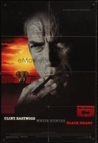 3s964 WHITE HUNTER, BLACK HEART 1sh '90 super close up of Clint Eastwood as director John Huston!