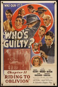3s968 WHO'S GUILTY chap 11 1sh '45 Robert Kent & Amelita Ward mystery serial, Riding to Oblivion!