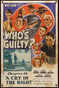 3s969 WHO'S GUILTY chap 14 1sh '45 Robert Kent & Amelita Ward mystery serial, A Cry In The Night!