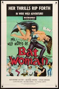 3s979 WILD WORLD OF BATWOMAN 1sh '66 cool artwork of sexy female super hero by J. Syphers!