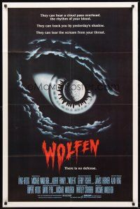 3s986 WOLFEN 1sh '81 really cool horror art of moon & clouds as eye, There is no defense!