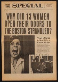 3t369 BOSTON STRANGLER herald '68 Tony Curtis, Henry Fonda, he killed thirteen girls!