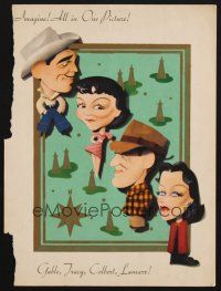 3t299 BOOM TOWN promo ad '40 Kapralik art of Clark Gable, Spencer Tracy, Colbert, Hedy Lamarr