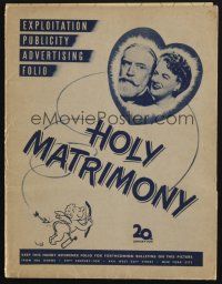 3t303 HOLY MATRIMONY  promo ad w/folder '43 wacky Eisner art of Monty Woolley & Gracie Fields!