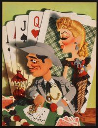 3t304 HONKY TONK  promo ad '41 Kapralik art of Clark Gable playing poker & sexy Lana Turner!