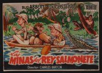 3t441 AFRICA SCREAMS Spanish herald '49 wacky art of Bud Abbott & Lou Costello in canoe!