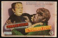 3t443 FRANKENSTEIN MEETS THE WOLF MAN Spanish herald '43 Bela Lugosi, Ilona Massey & Lon Chaney Jr.!