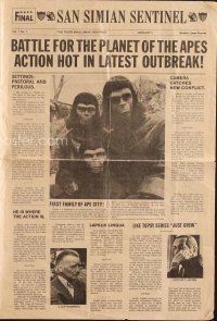 3t363 BATTLE FOR THE PLANET OF THE APES herald '73 cool different newspaper style image!