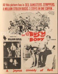 3t372 BUSY BODY herald '67 William Castle, great wacky art of entire cast by Frank Frazetta!