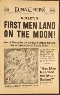 3t381 FIRST MEN IN THE MOON  herald '64 Ray Harryhausen, H.G. Wells, cool newspaper design!
