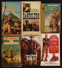 3w016 LOT OF 6 MOVIE EDITION PAPERBACKS '43 - '94 Old Yeller, Giant, Bar 20, Bandolero & more!