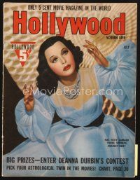 3w122 HOLLYWOOD magazine July 1939 cool portrait of beautiful Hedy Lamarr in fancy dress!
