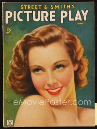 3w111 PICTURE PLAY magazine June 1935 wonderful artwork portrait of sexy Frances Dee by Tchetchet!