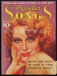 3w133 POPULAR SONGS magazine August 1936 art of sexy Jeanette MacDonald by Earl Christy!