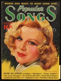 3w134 POPULAR SONGS magazine October 1936 wonderful art of Ginger Rogers by Earl Christy!