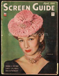 3w123 SCREEN GUIDE magazine April 1944 great portrait of pretty Veronica Lake by Jack Albin!